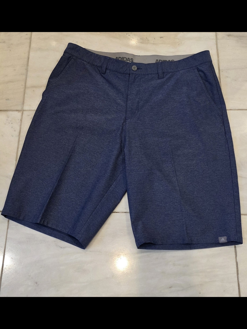 adidas Men's Dark Blue Flat-Front Golf Shorts